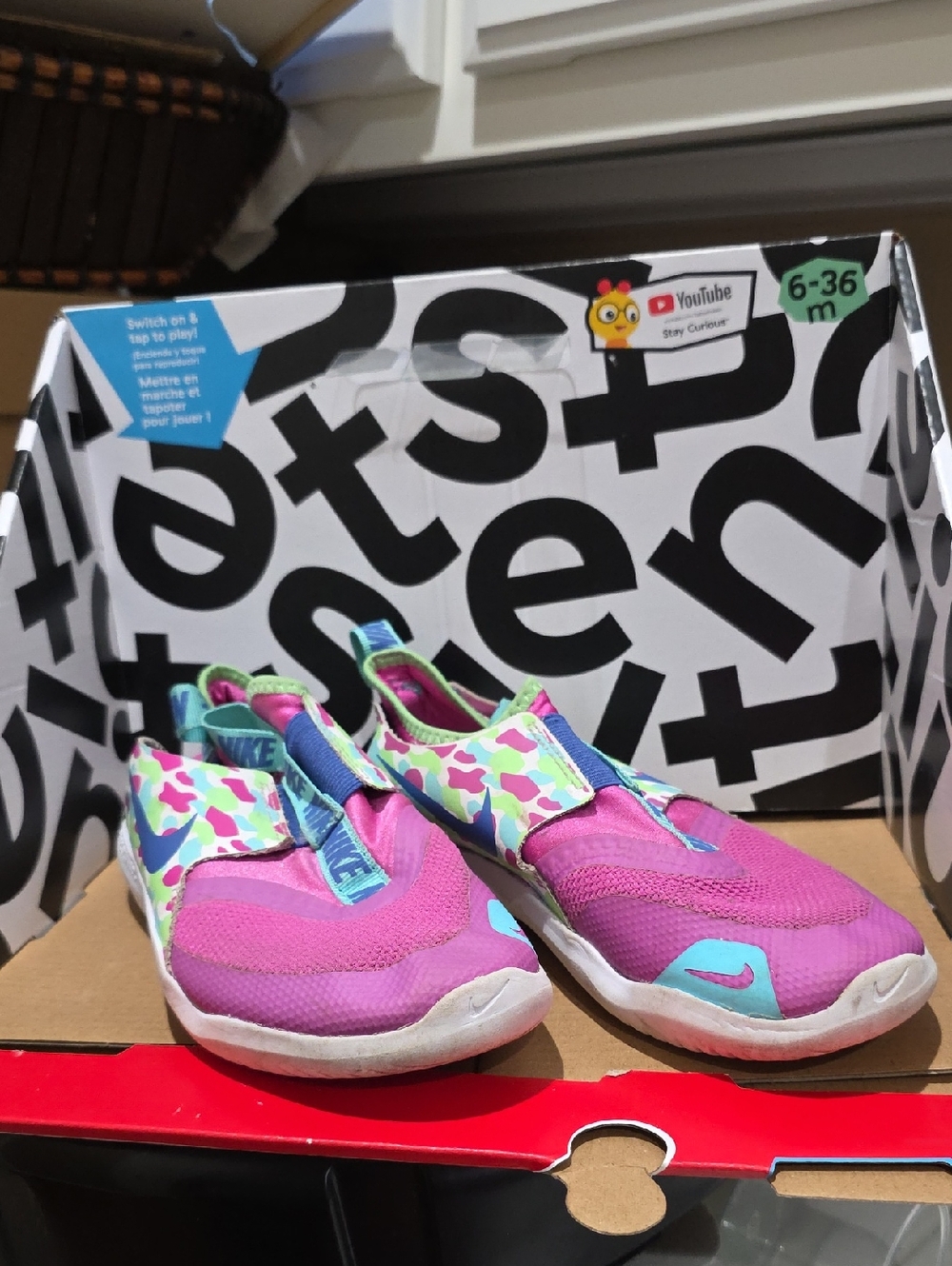 Nike Kids Pink & Teal Camo Slip-On Water Shoes